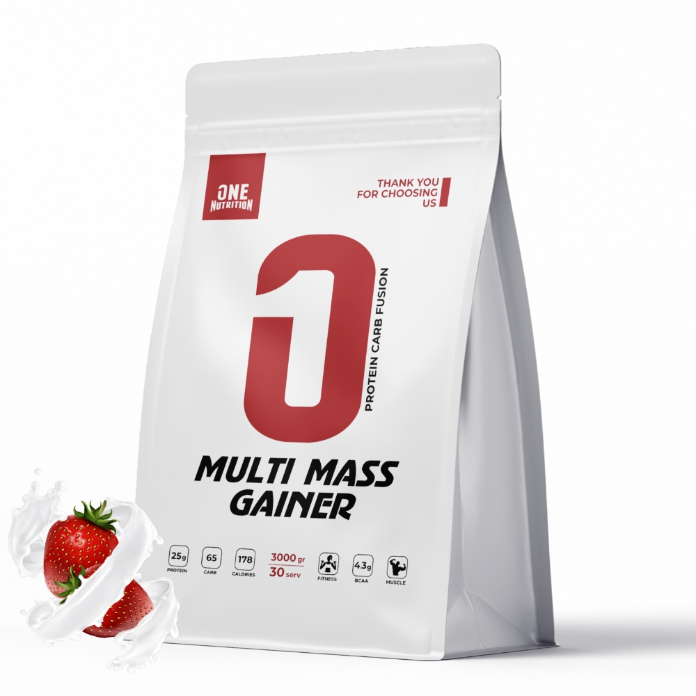 Гейнер ONE NUTRITION Multi Mass Gainer 3000 g Клубника