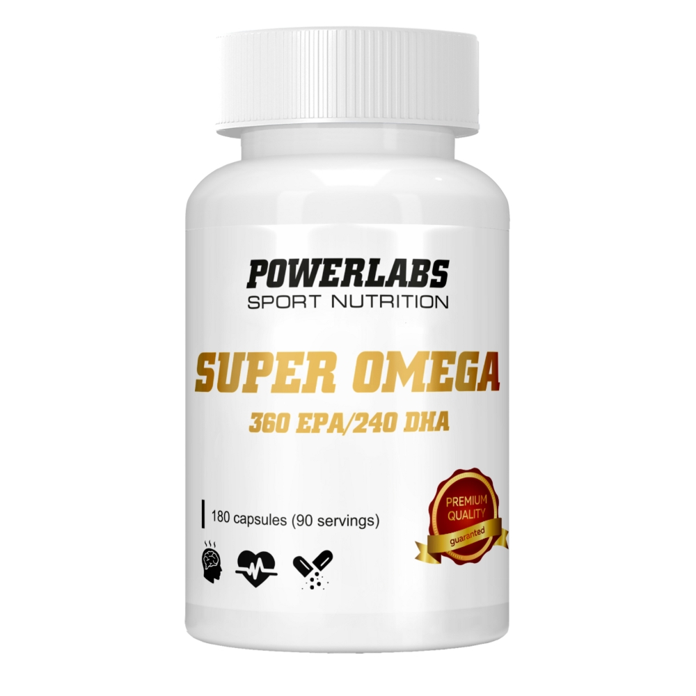 Витамины PowerLabs Супер Омега 3 Витамины 180 капсул